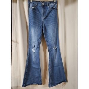 Refuge Denim Jeans Flare Distressed Wide‎ Bottoms Medium Wash Womens 7 Western